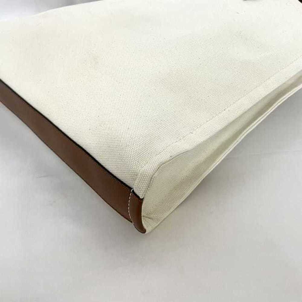 Jimmy Choo Tote Bag Natural White Brown ec-19954 Canvas Leather JIMMY CHOO A4... - Picture 5 of 10